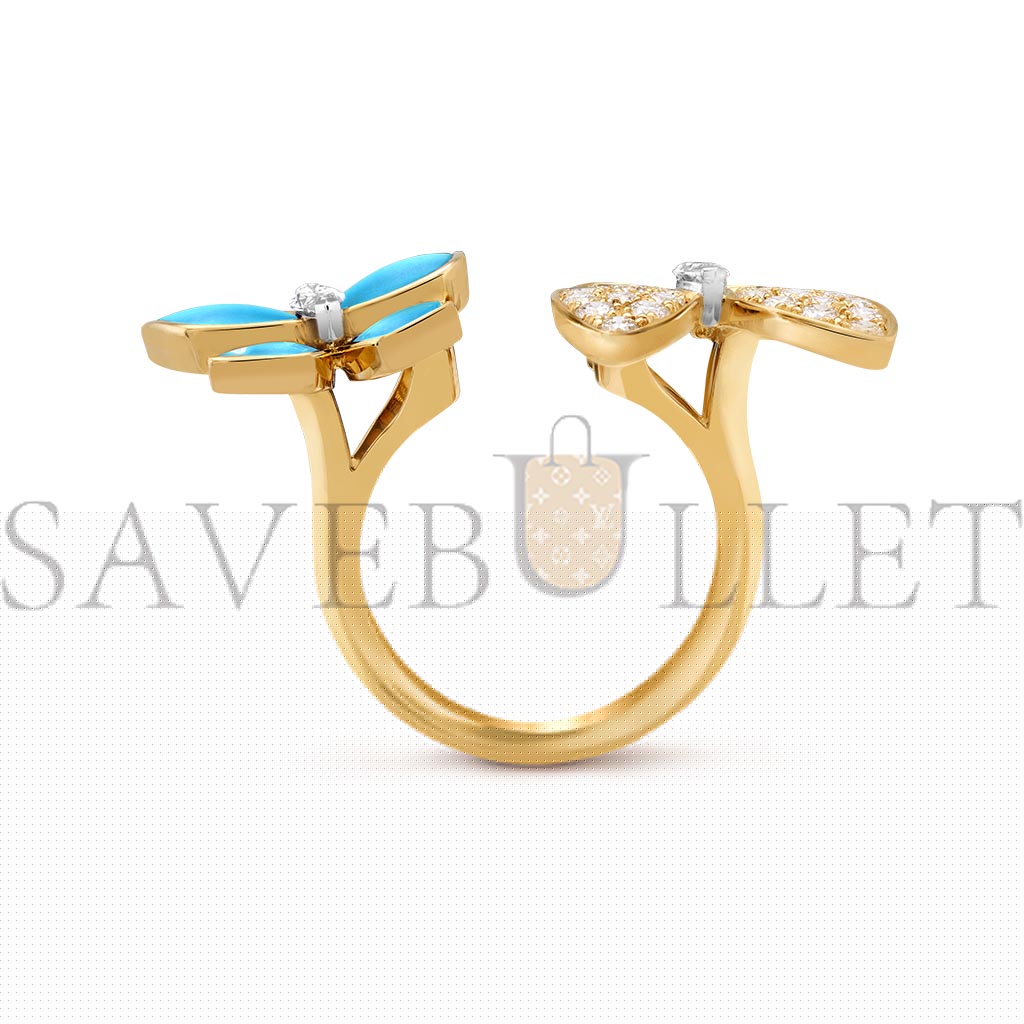 v*n cl*f arpels two butterfly between the finger ring - yellow gold, Di*m*nd, turquoise  vcarp7uz00